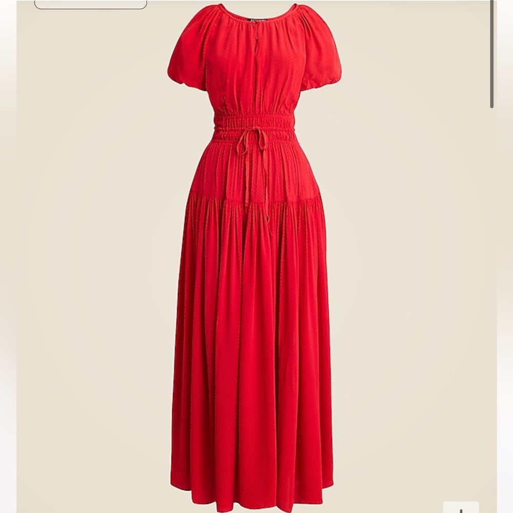 JCREW Elena puff sleeve dress in dotted crepe de chine